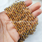 Smoky Quartz Gemstone Rosary Chain, 5.5-6mm Beads Chain, 14K Gold Plated Wire Wrapped Beaded Chain – SELLING BY FOOT